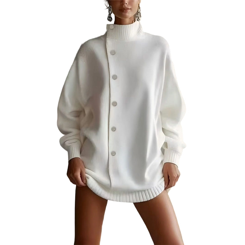 Women's High-Neck Button-Up Cardigan