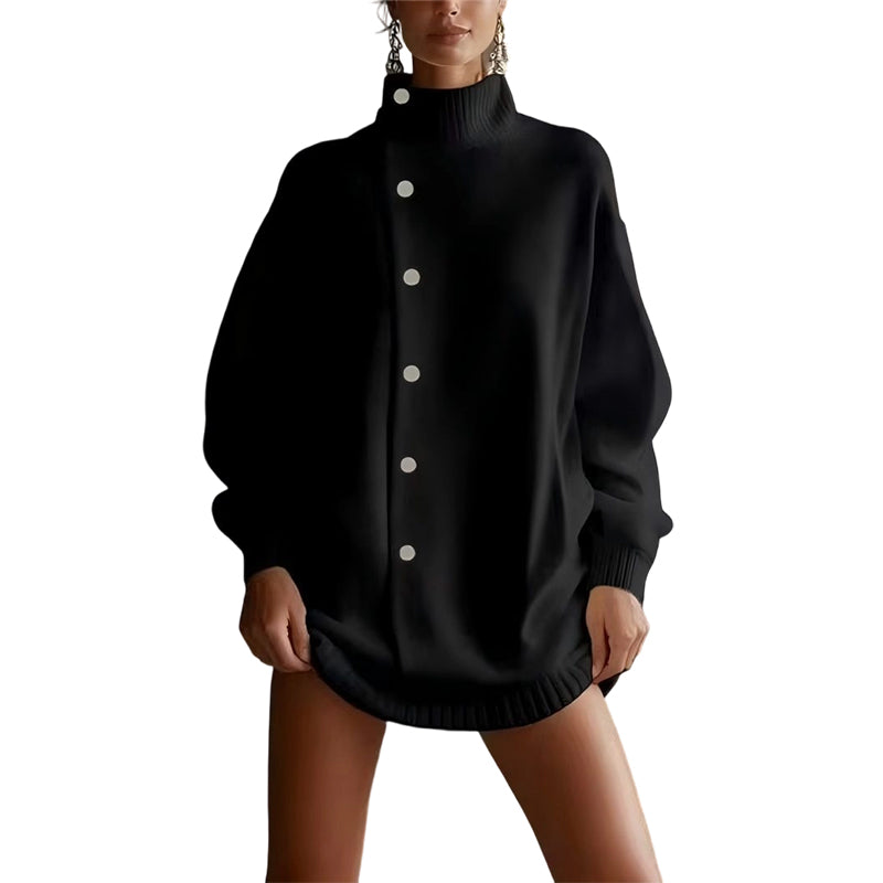 Women's High-Neck Button-Up Cardigan
