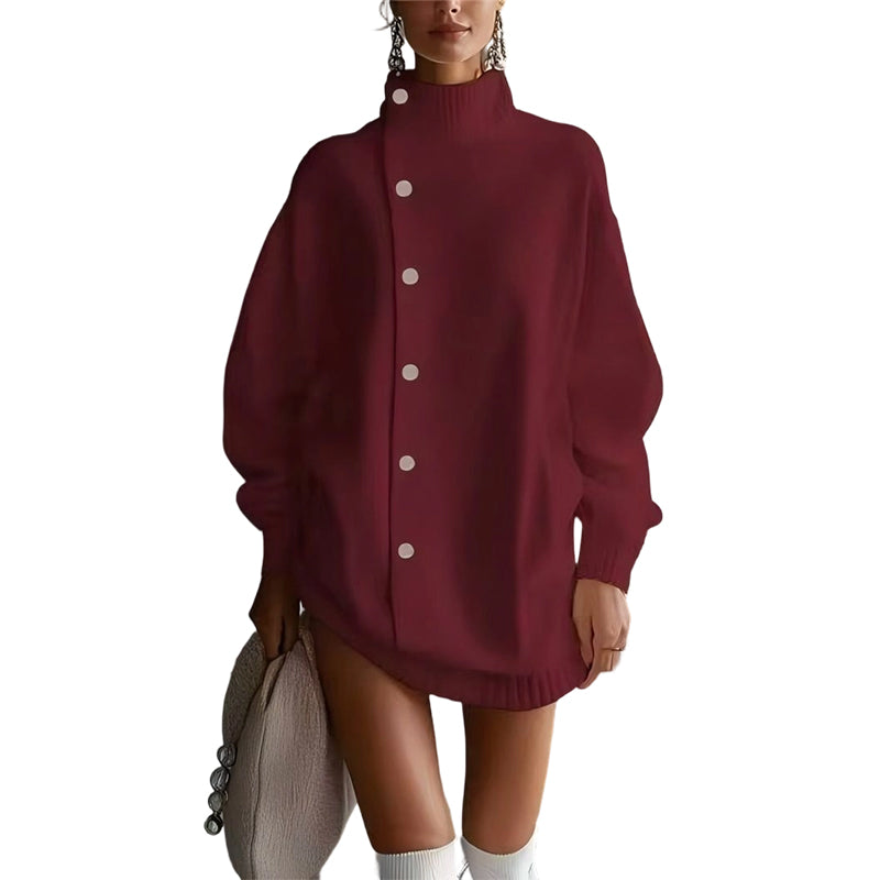 Women's High-Neck Button-Up Cardigan