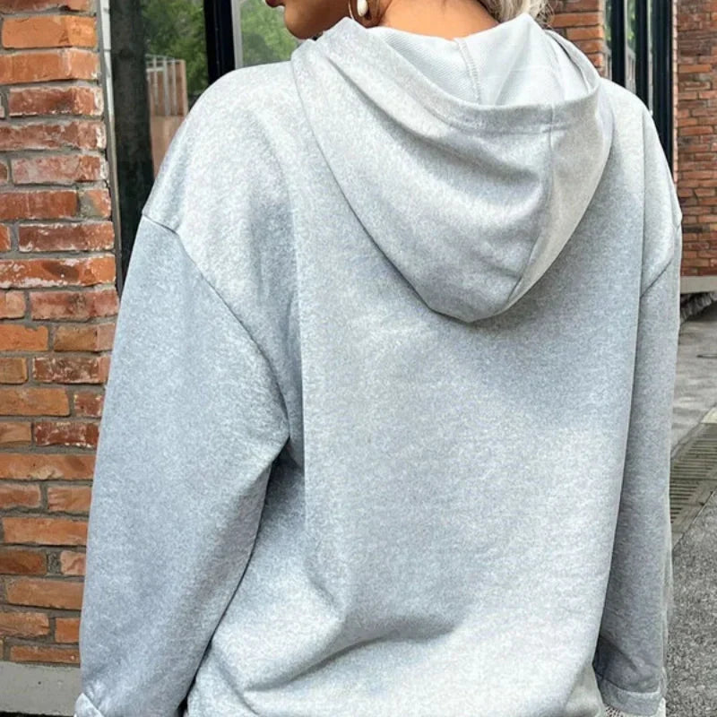 Women's Long Sleeve Hoodie with Lace Trim